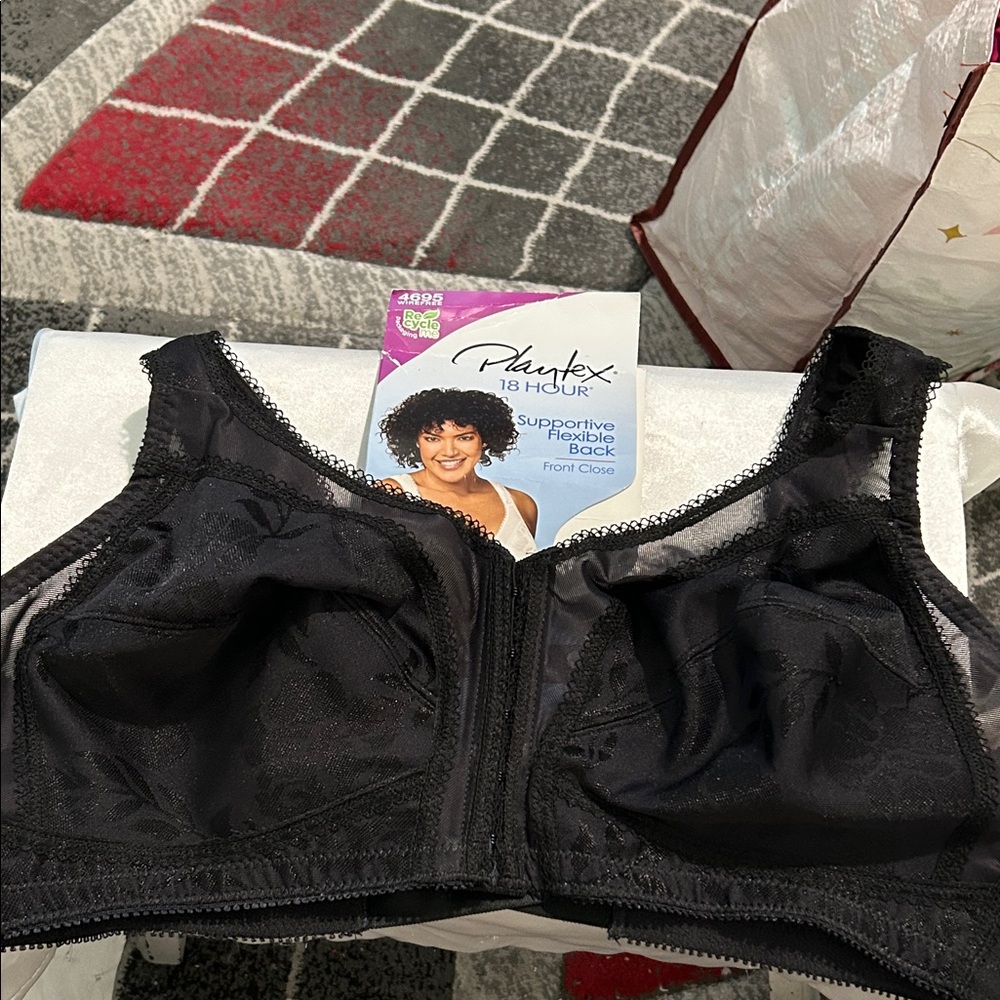 Playtex 18 Hour Black Front-Close Bra-44B